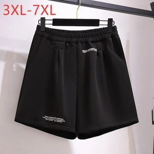 Autumn Winter Plus Size Shorts för kvinnor stora avslappnade svarta breda ben Tjock 3xl 4xl 5xl 6xl 7xl 240411