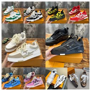 Ny toppdesigner Skate Sneaker Shoes Men Luxury Sneaker Trainer Virgil Calfskin High Quality Letter Overlays Leather Platform Low Sports Sneaker Casual Shoes