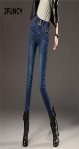 Jfuncy Women Winter Jeans Elastic High midja Skinny Denim Pants Fleece fodrade Jeggings Casual Plus Size Female Velvet Jeans Warm 207019512
