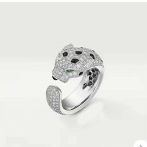 Designer Populära Carter Full Diamond Leopard Ring Personlighet Trend Classic Head Live Broadcast Jewelry