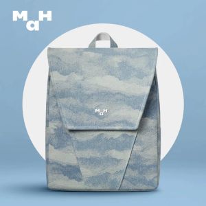 Bags Mah Denim Jacquard Backpack Women Corrugated Printing School Bag High School Students Large Capacity Laptop Backpack