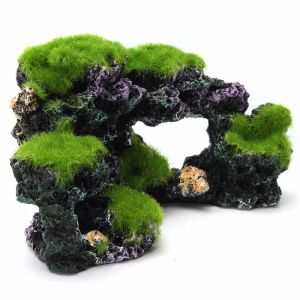 Aquariums Resin Rockery Cave for Fish Tank, Moss Bridge Decor, Aquarium Rockery, Mountain View, Coral Rock Landscape, Underwater Ornament