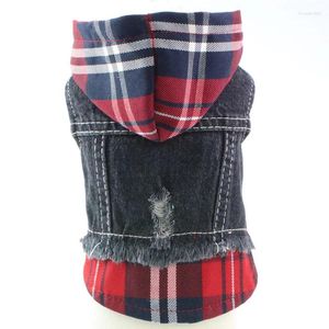 Dog Apparel Striped Design Warm Two Feet Denim Jeans Coat For Pet Clothes All Seasons Xs-xxl Sizes Vest Jean Jacket Products