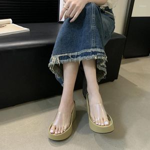 Sandalen weiße Hausschuhe Frauen heelierte silberne Keile Sommer transparent klobige Plattform Schuhe Damen Sandalien 2024 Mujer