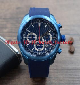 Sports P6612 Japanese quartz movement Chronograph dial work All blue men watch Rubber strap Racing series Titanium steel WristWatc8883550