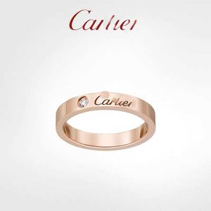 Designer popularny Carter Signature Single Diamond Pierścień Rose Gold 18k Para Wedding odpowiedni dla kobiet z lekkim luksusem i wysokim zmysłem