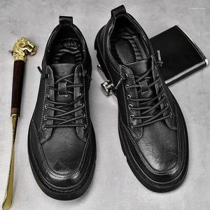 Повседневная обувь итальянская бренда мужская мода мода подлинная кожаная банкет формальная шнуровка толстого нижнего дна