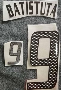 2002 Argentina retro home black printing soccer namesets 9 BATISTUTA player039s stamping sticker printed numbering impressed f5848181