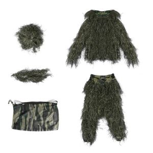 Zestawy 5PC/SET 3D UNISEX Camoflage garnitury leśne ubrania Ghillie Suit for Hunting Army Wojskowy zestaw