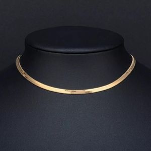 Kedjor 100% rostfritt stål Flat HerringBone -kedjhalsband för kvinnor Guld Silverfärg Colavicle Blade Snake Choker Halsband 2 5M244N