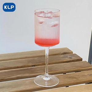 Copos de vinho KLP 1PCS em estilo coreano listrado alto de champanhe soda borbulhante sobremesa alta coquetel de cor alta