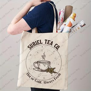 Alışveriş Çantaları Suriel Tea Co. Desen Tote Çanta Dikenli Güller Sıradan Canvas Omuz Müşterisi Süpermarket Eko