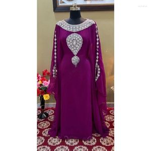 Ethnic Clothing Purple Crystal Glass Morocco Dubai Kaftans Abaya Dress Is Very Stylish And Trendy