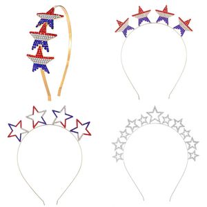 Klipy Włosy Niepodległość DZIEŃ ALOY CRINESTON PENTAGRAM GŁOWY 4 lipca National American Flag Color Crown Jewelry Kobiety