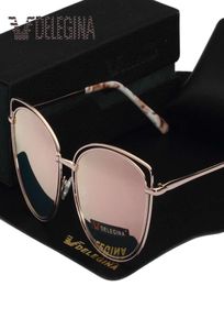 Delegina Design Ladies Big Cat Eye Style Women Occhiali da sole Girls Girls Solar Specchio con Case4090621