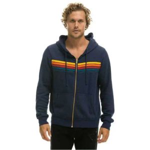 Hoodies Men's Casual 5 Stripe Sweatshirts Long Sleeve Hooded Elastic Sweater Aviator Nation Zip-up Sweatshirt