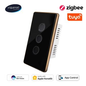 Управление yagusmart tuya Zigbee Smart Tempered Glass Wall Panel Light Touch Switch Alexa Google Home Control Zemismart Homekit Switch