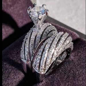 choucong Brand Wedding Couple Rings Luxury Jewelry 925 Sterling Silver Round Cut White Topaz CZ Diamond Gemstones Party Eternity P252f