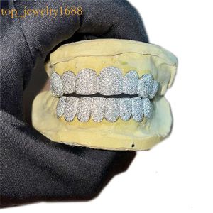 Sier Sier Iced Out VVS Moissanite Grillz dentes pode testar jóias de hiphop de teste de diamante