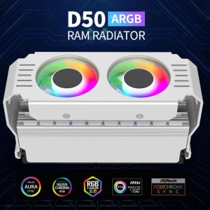 Pads ram Raffreddamento RAM Argb Refolti di raffreddamento Memoria Memoria RAM Memory Cooler con doppio ventole da 120 mm PWM 10004500rpm Radiatore per raffreddamento DDR5 DDR5