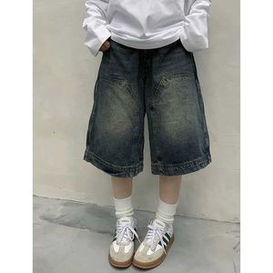 Shorts femminile Fashion Harajuku Vintage High Waist 2000 Shorts blu denim Shorts womens casual sciolta fit y2k punk strtwear shorts baggy shorts y240420