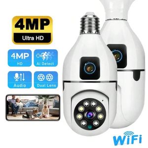 E27 WiFiデュアルレンズカメラ1080P 5MP 4K PTZサーベイランスカメラwifi cctv屋外IPカメラセキュリティスマートホームAIトラッキング