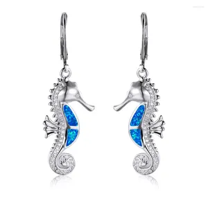 Orecchini per borchie Arrivo Cute Blue White Fire Opal Sea Horse Earring