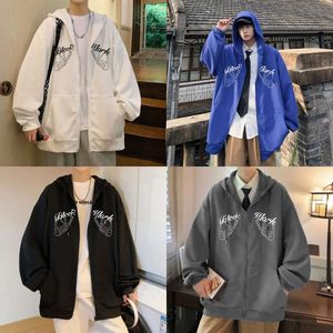 Hoodies Men's Fashion Y2k Mens Jacket Coat Haruku Punk Patch Zipper Oversized Streetwear Hip Hop Gothic Loose Pocket Man Sweatshirts