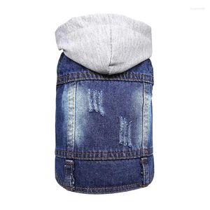 Dog Apparel Pet Clothes Jeans Jacket Cool Blue Denim Coat With Hooded Hoodies Puppy Clothing Outfits For Small Medium Dogs Cats