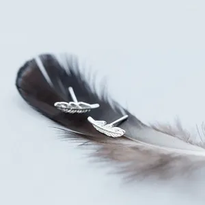 Brincos do garanhão MloveAcc Authentic 925 Sterling Silver Feather for Women Girls Jewelry