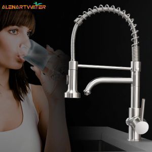 Очистители кухня Pure Water Filter Faucet Двойная ручка горячая и холодная питьевая вода вытаскивать палубу