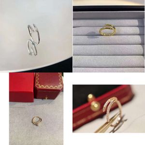 Rose Designer Gold Ring Thin Nail Top Quality Diamond Ring for Woman Man Electroplating Classic Premium With Box