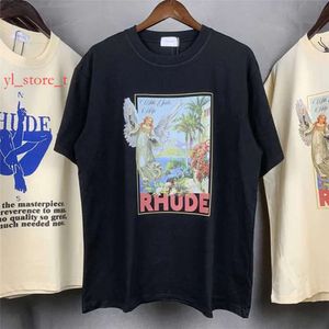 Мужские футболки Rhudeluxury Футболка высококачественная классика Rhude Classic Alphabet Tee Tee Tee Vintage Tops Негабаритный дизайнер с коротким рукавами для мужчин 5200