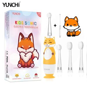 Heads Yunchi Kid Sonic Electric Tooth Brush Smart Timer LED Light Soft Dupont Brestle AA Batteridriven tandborste för 012 år gammal