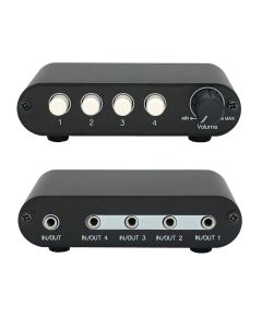 Wzmacniacz (MC41) 4way 3,5 mm stereo przełącznik audio wejściowy sygnał źródłowy Przełącznik Przełącznika Załącznia z sterownikiem głośności linii 4 w 1 out