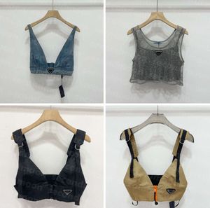 Shiny Rhinestone T Shirts Women Denim Sling Vest Sexy Cropped Top Party Tank Tops V Neck T-Shirt Bra 1158ess