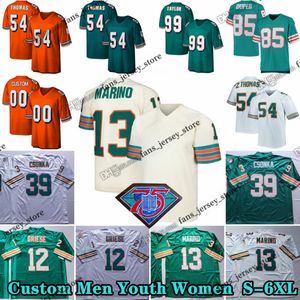 Anpassad 75: e throwback 13 Dan Marino 1969 Fotbollströjor 39 Larry Csonka 83 Mark Clayton 85 Mark Duper 57 Dwight Stephenson 22 Mercury Morris 67 Bob Kuechenberg Scott