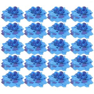 装飾的な花50 PCSウェディングオーナメントシルクフラワーヘッドクロスブルー人工頭のバラ