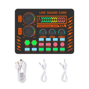 Turntables S25 Audio Mixer Bluetoothcompatible Sound Card Sound Board Live Sound Card Widely for Mobile Phone Laptop Computer