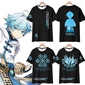 Hoodies masculino Genshin Impact Chongyun 3D Camiseta Cosplay Anime Summer Summer Men Mulheres camisetas Tops O-G-Golk Sleeve Cool