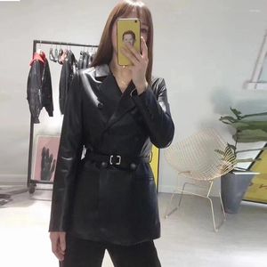 Women's Leather 2024 Genuine Jacket Women Sheepskin Coat Korean Double-breasted Blazer Coats Spring Autumn A82 KJ4105