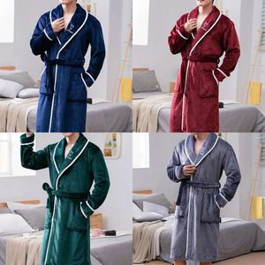 Sleepwear Men's Dihope Men Bathrobe Fleece Mens Bath Robe Man Winter Warm Flanell Plush Shawn Manlig lounge Nightgown S