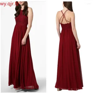 Abiti per feste GZRM-4005#Abito da sera Long Lace Chiffon Graduation Red Wine Wedding Pay Prom Wholesale Girls Wholesale Girl