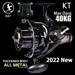 アクセサリーQL KT All Metal New 12+1BB CNC Fishing Reel Fishing Reel 40kg Max Drag 5.2：1 Sea All Metal Spining Fishing Reel