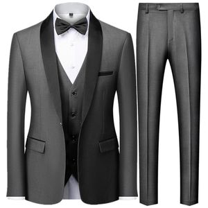 Mens British Style Slim Suit 3-częściowy zestaw kamizelki Pants / Male Business Gentleman High End Custom Dress Blazers Płaszcz S-6XL240416