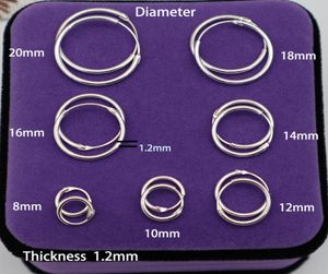 Medium 925 Sterling Silver Small Hoop per donne Orecchini a cerchio rotondo con fibbia ossea Orecchi a orecchie di gioielli7261291