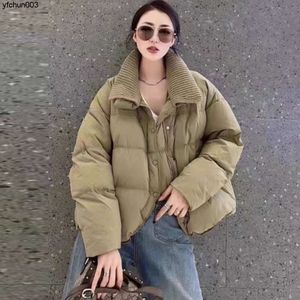 Down Jacket Womens Short Style New Autumn and Winter Version White Duck Down Large Standing Collar Pinghu