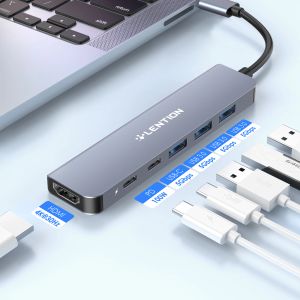 Hubs Lement USB C HUB 4K HDMI Multiport Dongle с 100 Вт PD Зарядка Typec MacBook Pro/AIR 20162023 M1 M2 Совместимый концентратор Allocator Hub.