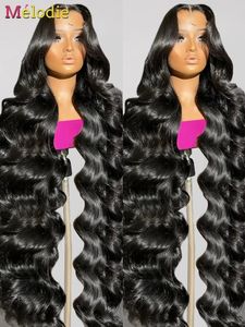 Melodie 30 38 polegadas Lace Frontal Wig Body Wave 13x4 13x6 Lace Front Human Wigs Brazia