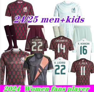 24 25 Mexiko Soccer Jerseys 1985 1998 Mexico Retro Kit Football Shirt Red and White Soccer Shirts Men and Kids Set Uniform